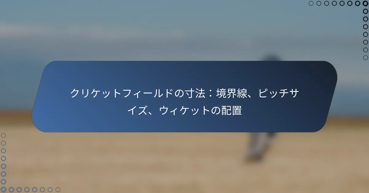 クリケットフィールドの寸法：境界線、ピッチサイズ、ウィケットの配置