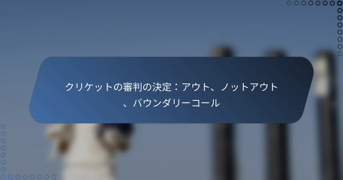クリケットの審判の決定：アウト、ノットアウト、バウンダリーコール