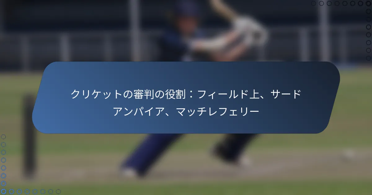 クリケットの審判の役割：フィールド上、サードアンパイア、マッチレフェリー