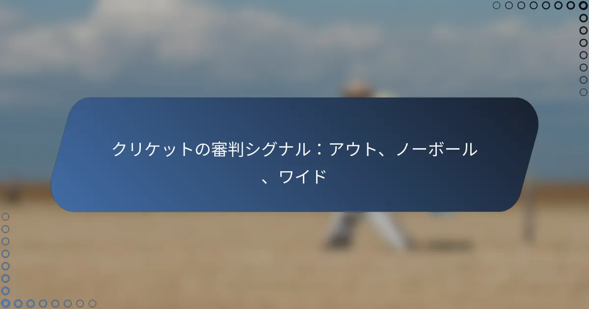 クリケットの審判シグナル：アウト、ノーボール、ワイド
