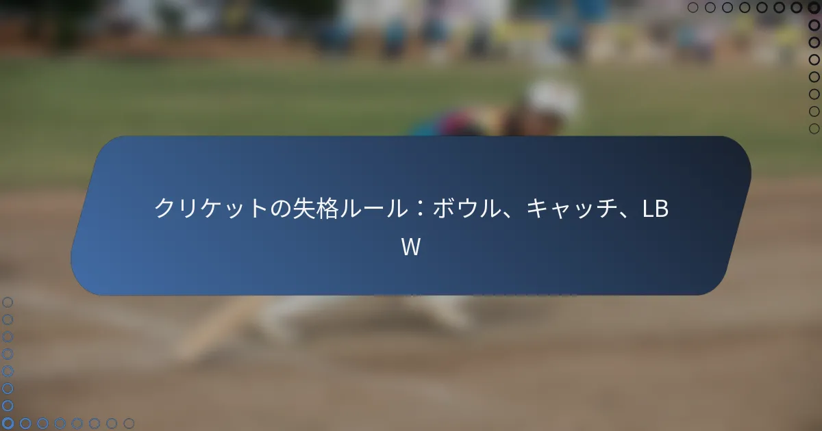 クリケットの失格ルール：ボウル、キャッチ、LBW