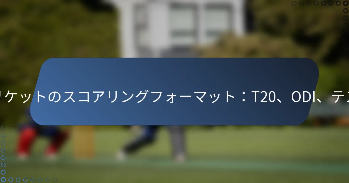 クリケットのスコアリングフォーマット：T20、ODI、テスト