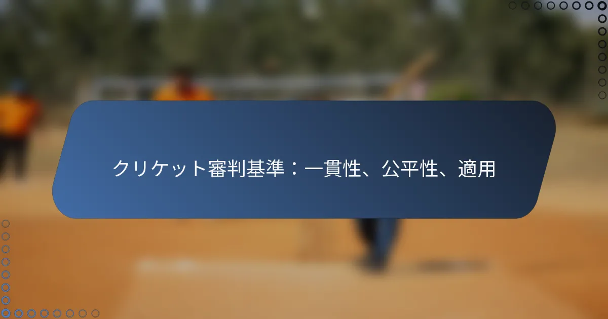 クリケット審判基準：一貫性、公平性、適用