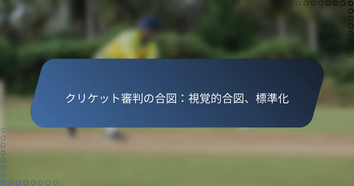 クリケット審判の合図：視覚的合図、標準化