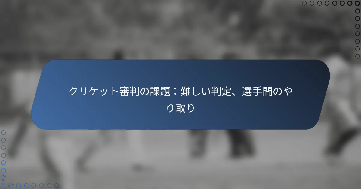 クリケット審判の課題：難しい判定、選手間のやり取り