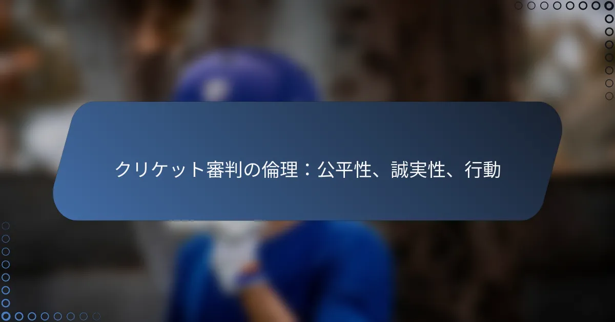 クリケット審判の倫理：公平性、誠実性、行動