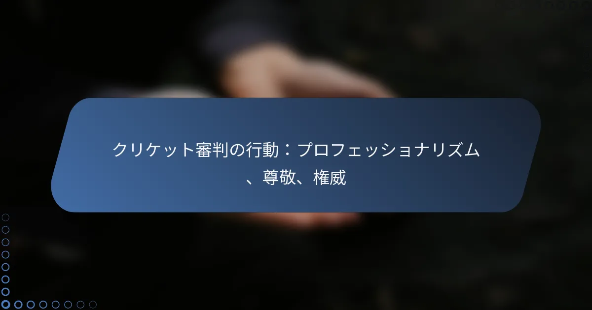クリケット審判の行動：プロフェッショナリズム、尊敬、権威
