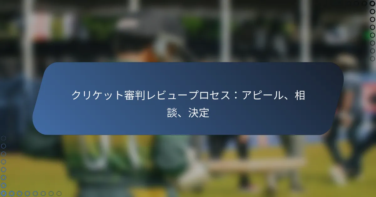 クリケット審判レビュープロセス：アピール、相談、決定