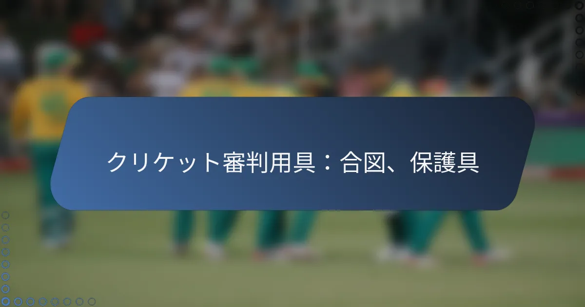 クリケット審判用具：合図、保護具