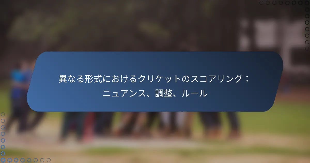 異なる形式におけるクリケットのスコアリング：ニュアンス、調整、ルール
