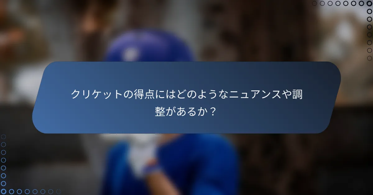 クリケットの得点にはどのようなニュアンスや調整があるか？