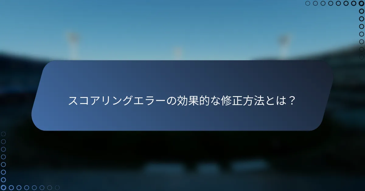 スコアリングエラーの効果的な修正方法とは？